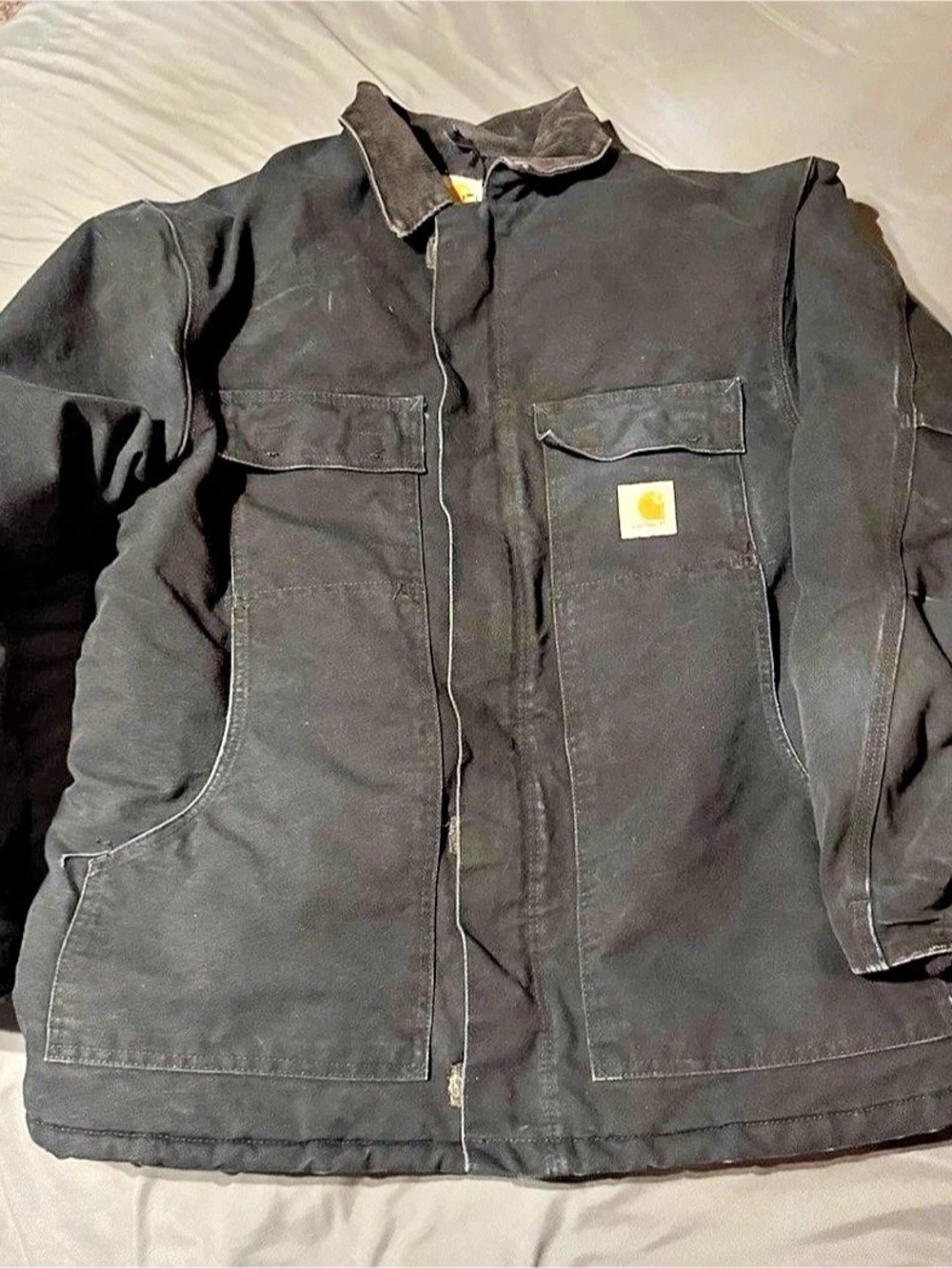 Carhartt Sandstone Sierra Jacket Men's Cotton Jacket Black Size 44 Regular